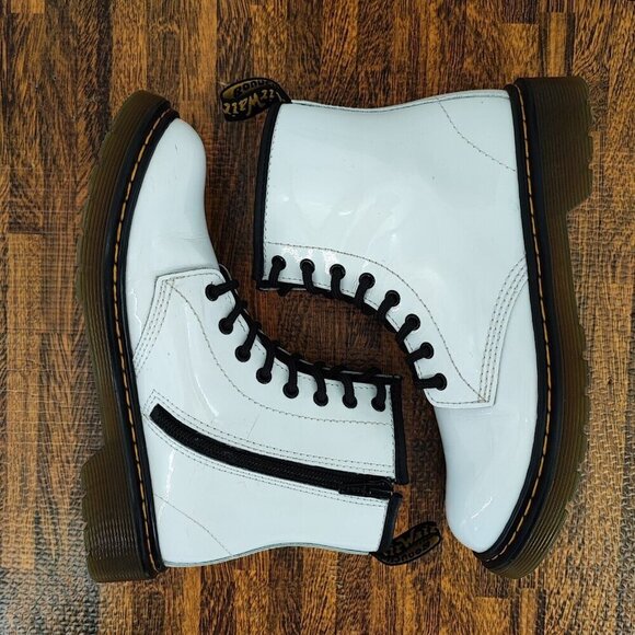 Doc. Martens Girl’s White Combat Side Zip Casual Boots Size 3 US - Picture 6 of 8